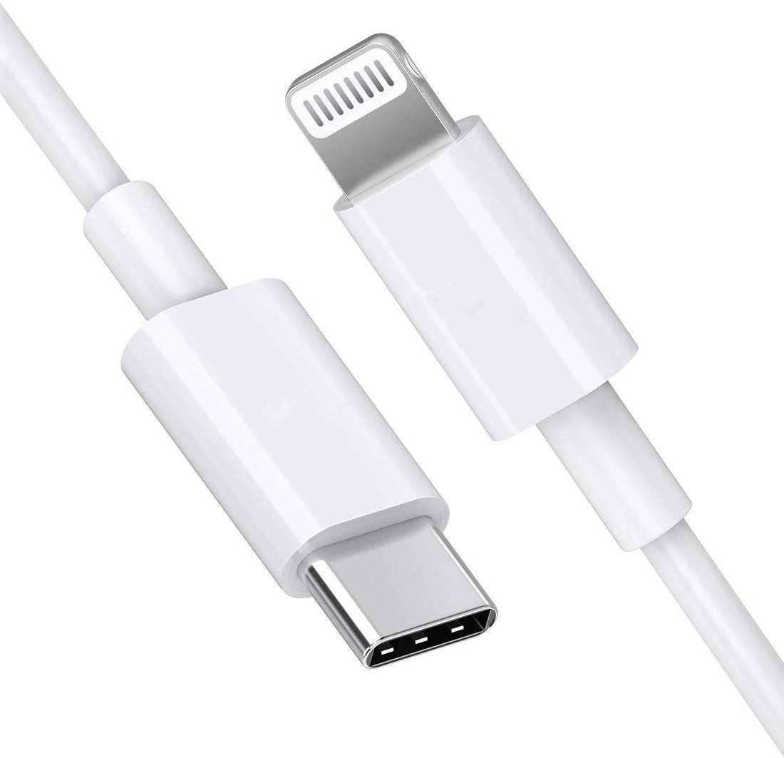 Kaku 2x Typ-C PD 18W 1m Schnellladekabel USB-C auf Lightning in weiß Smartphone-Kabel, Lightning, USB Typ-C weiß