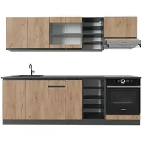 Vicco Küchenzeile R-Line 240 cm Eiche/Anthrazit