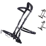 NETPROSHOP Leder Kappzaum Longierhilfe für Bodenarbeit Schwarz Größe Pony Cob Full XFull, Groesse:Pony, Farbe:Schwarz