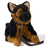 Uni-Toys - Deutscher Schäferhund Welpe, sitzend - Mit Leine - 18 cm (Höhe) - Plüsch-Hund, Haustier - Plüschtier, Kuscheltier