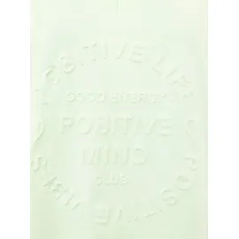 Zwillingsherz Kurzarmshirt "Positive Mind", Damen, Gr. L/XL, grün (hellgrün), Web, Obermaterial: 95% Baumwolle, 5% Elasthan, bedruckt, unifarben, oversize Po-bedeckend, V-Ausschnitt, Shirts, V-Ausschnitt, Kurzarm, hinten etwas länger, Baumwollmischung