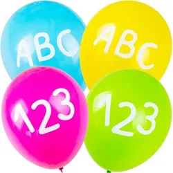 5 bunte Luftballons Einschulung Schulanfang