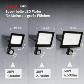 Briloner LED Strahler außen Kunststoff, Metall 14x19 cm Bewegungsmelder Schwarz