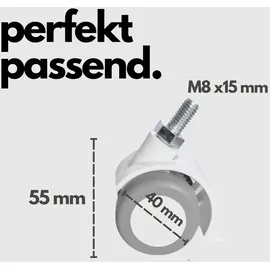 Sämann 4er Set Möbelrolle weiß Gummirolle Lenkrolle Laufrolle Hartbodenrolle