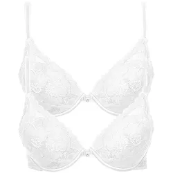 Push-up-BH LISCA "2er Pack Push up BH Evelyn", Damen, Gr. 90, Cup A, weiß, Spitze, Obermaterial: 82% Polyamid PA. 18% Elasthan EL., BHs