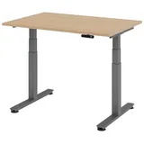Hammerbacher XDSM12 elektrisch höhenverstellbarer Schreibtisch eiche rechteckig, T-Fuß-Gestell grau 120,0 x 80,0 cm