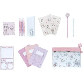 Grupo Erik Schreibwaren Disney Aristocats Marie Kugelschreiber Bleistift mit Radiergummi - Federmäppchen Groß - Büroklammern - 4 Textmarker - Notizzettel Klebend Disney Fanartikel