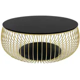 dynamic24 Couchtisch Ø 80cm schwarz gold Glastisch Beistelltisch Sofatisch Wohnzimmertisch