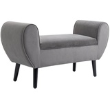 Homcom Sitzbank mit Stauraum Armlehnen Truhenbank modern Flur Schlafzimmer Wohnzimmer samtartiges Polyester Gummiholz Grau 118B x 42T x 66H cm