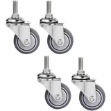 LLPEIJIE026 1.5 Zoll Möbelrollen Keine Bremse Lenkrollen 304 Edelstahlrollen Gewinde Lenkrollen M8/M10 Schraubenstange,Tragfähigkeit 90kg,Leise/Verschleißfeste, 4 Stück(M8)