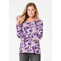 GOLDNER Kurzgröße: Langarm Viskose-Jersey Shirt mit Print in lila / gemustert | Gr.: 19