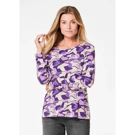 GOLDNER Kurzgröße: Langarm Viskose-Jersey Shirt mit Print in lila / gemustert | Gr.: 19