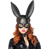 Ulalaza Frauen Hasenmaske Kostüm Schwarzes Kaninchen Halbmaske für Halloween Ostern Maskerade Zubehör