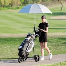 lifezeal GOPLUS Golftrolley Faltbarer Golfwagen mit 3 Rädern, Golf Cart aus Eisen, inkl.Trinkflaschenhalter, Schirmhalter &... - Schwarz