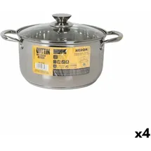 Quttin Topf mit Glasabdeckung Quttin New neron Stahl 8 L (4 Stück)