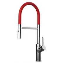 VIZIO Wasserhahn Küchenarmatur BOD mit 360° Schwenkbarem Auslauf Abnehmbare 2 Strahl Handbrause Verchromt Rot