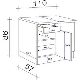 Flex-Well Unterschrank Kopenhagen 110 x 60 x 86 cm Weiß