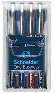 Schneider One Business Tintenroller 0,6 mm, Schreibfarbe: farbsortiert, 4 St.