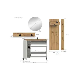 Möbel Kraft Drive Garderobenkombination 236x197x32 cm weiß