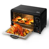Elektrischer Tischofen, 13 l, Minibackofen 700 W, einstellbares Thermostat bis 250 °C und 60 Minuten Timer, für kleine Küchen und Camping