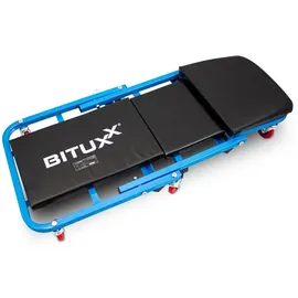 BITUXX Werkstatthocker Stahl/Vinyl blau/rot mit 6 Universalrädern