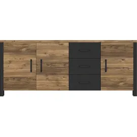 Home Affaire Olin WM Sideboard 192 cm Schwarz Matt Kunststoff/Metall/Holzwerkstoff