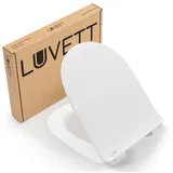 LUVETT WC-Sitz D800 D-Form Slim Absenkautomatik, Duroplast Antibakteriell, Softclose (1-St., mit Original SoftClose® Absenkautomatik, Duroplast, Abnehmbar), Inklusive 3 Befestigungsmöglichkeiten weiß