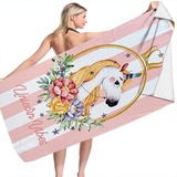 DOTERO Badetuch Mädchen Pferd-Einhorn - 70x140cm Strandtuch für Kinder-Microfaser Badehandtuch Stranddecke (2,90x180cm)