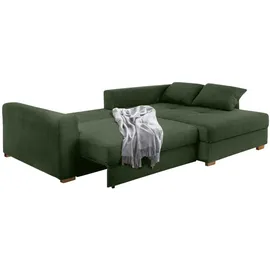 luma-home schönes für dein zuhause Ecksofa-Dauerschläfer Federkern Schlafcouch seitenverkehrt Bettkasten Cord Grün / 15156 - Grün