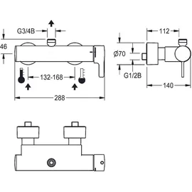 KWC F5 Thermostat-Wandbatterie Chrom