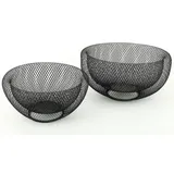 levandeo 2tlg.Schalenset 2er Set Metall 3D Effekt schwarz 24cm & 28cm rund Schüssel Dekoschüssel Schale Dekoschale