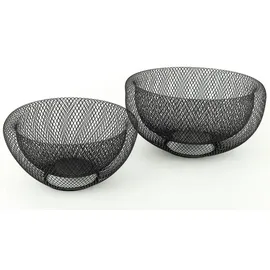 levandeo 2tlg.Schalenset 2er Set Metall 3D Effekt schwarz 24cm & 28cm rund Schüssel Dekoschüssel Schale Dekoschale