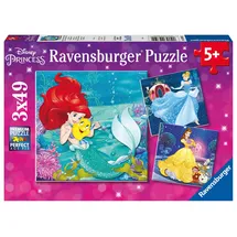 Ravensburger Kinderpuzzle - 09350 Abenteuer der Prinzessinnen - Puzzle für Kinder ab 5 Jahren, Disney-Puzzle mit 3x49 Teilen
