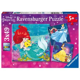 Ravensburger Kinderpuzzle - 09350 Abenteuer der Prinzessinnen - Puzzle für Kinder ab 5 Jahren, Disney-Puzzle mit 3x49 Teilen