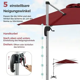 Costway Ampelschirm Ø 330 cm Rot