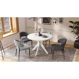 Design Esstisch Renzo ausziehbar 110 bis 180 cm rund Esszimmer Tisch - Weiß