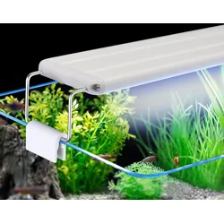 Aquarium-LED-Beleuchtung, 18–74 cm, Wasserpflanze, Aquarium-Licht mit ausziehbaren Halterungen, weiße und blaue Beleuchtungslampe für Aquarium