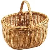 Kobolo Einkaufskorb Weidenkorb Hangeflochten aus Weide 43x33x35 cm
