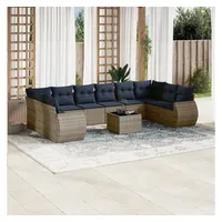 vidaXL Gartensofa-Set 11-tlg. grau Polyrattan