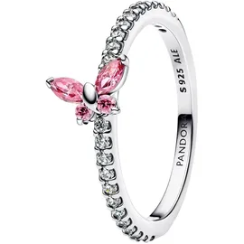 Pandora 194269C02 Damenring Silber Funkelnder Schmetterling Pink, 60/19,1