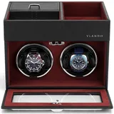 Vlando Automatische Uhrenbeweger 2 Uhren, Watch-Winder Leder mit Schmuckaufbewahrung Taschleerer, Japanischem Leisen Motoren, LED Beleuchtung, Wechselstromadapter, Luxuriöse Uhrenbeweger Box