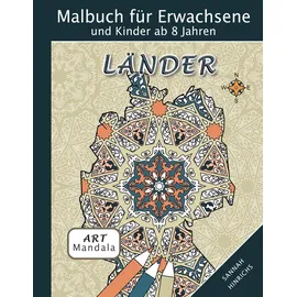 J.Lindeberg Mandala Art Malbuch für Erwachsene und Kinder ab 8 Jahren - Länder