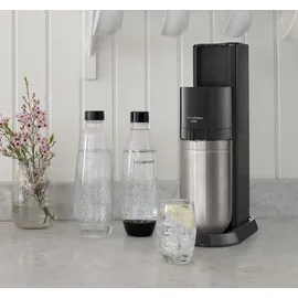 Sodastream Duo schwarz + Glaskaraffe + PET-Fasche