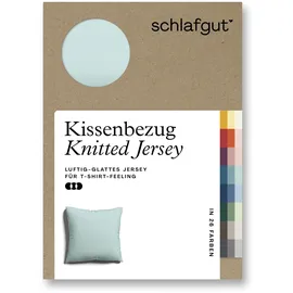 schlafgut Kissenbezug Knitted Jersey 80 x 80 cm Blau
