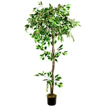 Decovego Künstlicher Ficus Benjamin, Kunstpflanze 160 cm