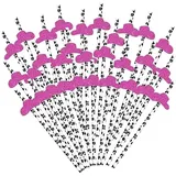 Daaxing 30 Stück Bachelorette Kuh Strohhalme, 70er Jahre Disco Cowgirl Ball Dekorative Strohhalme Western-Papier-Trinkhalme für Geburtstagspartys, Singles, Partys, Tanz, Urlaub, Hochzeit, Geburtstag