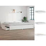 vidaXL Bett mit Schubladen 200x200 cm weiß