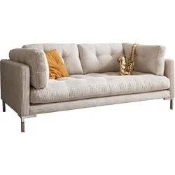2-Sitzer TRENDS BY HG "Landau", beige (cream), B:183cm H:75cm T:92cm, Sofas, in Cord-Stoff mit Metallfuß