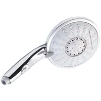 BadeStern XL-Duschkopf mit Wasserstopp-Taste & 5 Strahlarten, Edelstahl-Schlauch