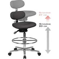 FineBuy Arbeitsstuhl Rollhocker mit Lehne Höhenverstellbar Drehhocker Hocker Stehhilfe